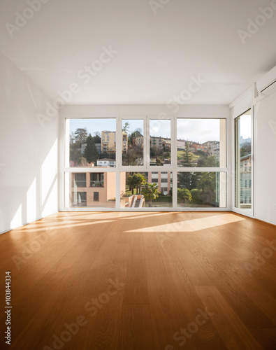 new empty apartment, room with big window
