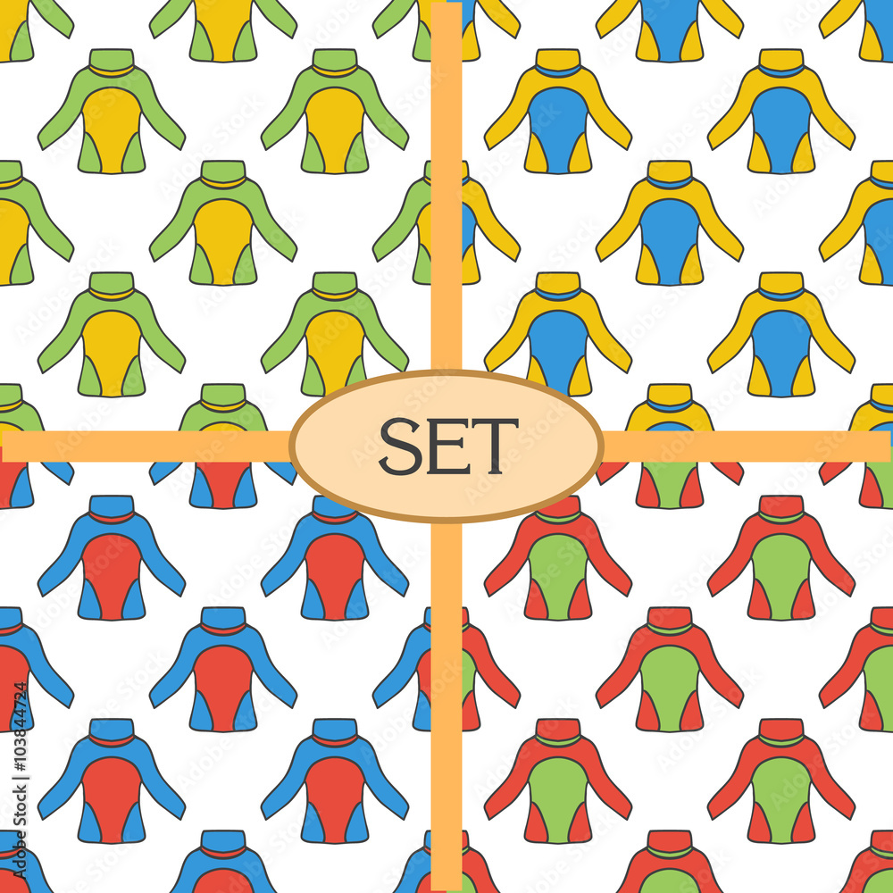 Set of seamless pattern with thermal underwear Set of seamless pattern with thermal underwear