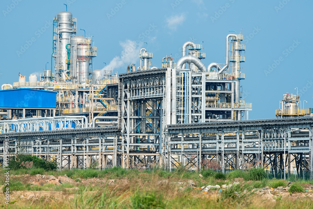 gas processing factory. landscape with gas and oil industry