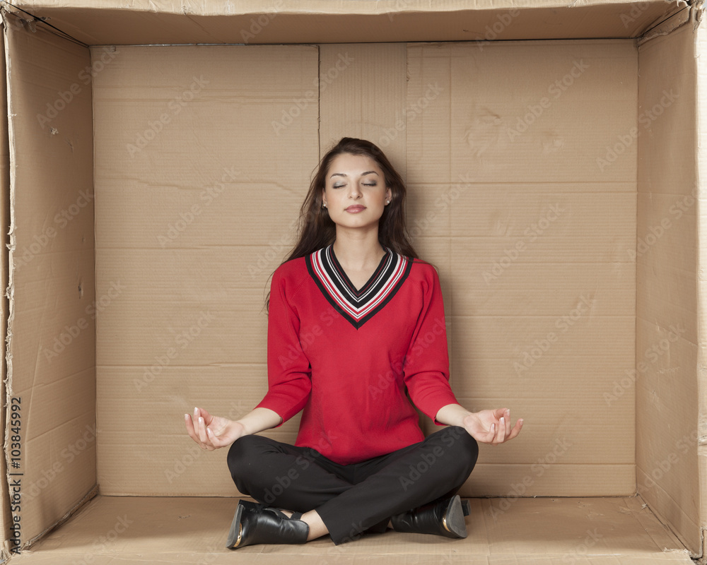 business woman meditating in office business woman meditating in office