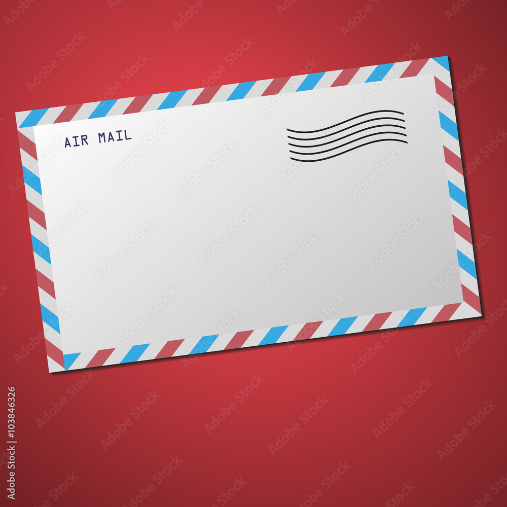Vector envelope on red background