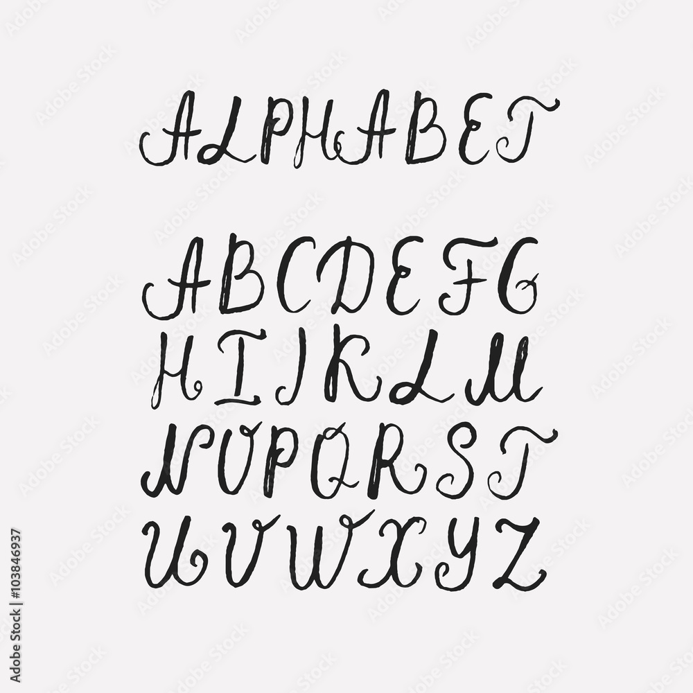 Vector Hand Drawn Font on white background. Letters written with a brush pen. Ink ABC. Handmade ABC font typography Vector Hand Drawn Font on white background. Letters written with a brush pen. Ink ABC. Handmade ABC font typography
