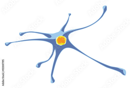 Neurons with electric impulses, the structure of the neuron, neural connections, illustration of human neuron