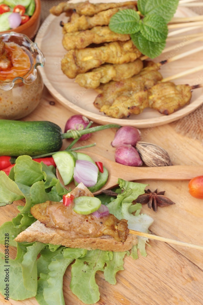 Pork satay,grilled pork with peanut sauce . Pork satay,grilled pork with peanut sauce .