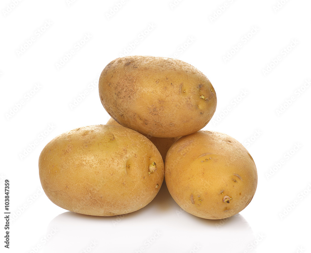 Potatoes with peel isolated on white background Potatoes with peel isolated on white background