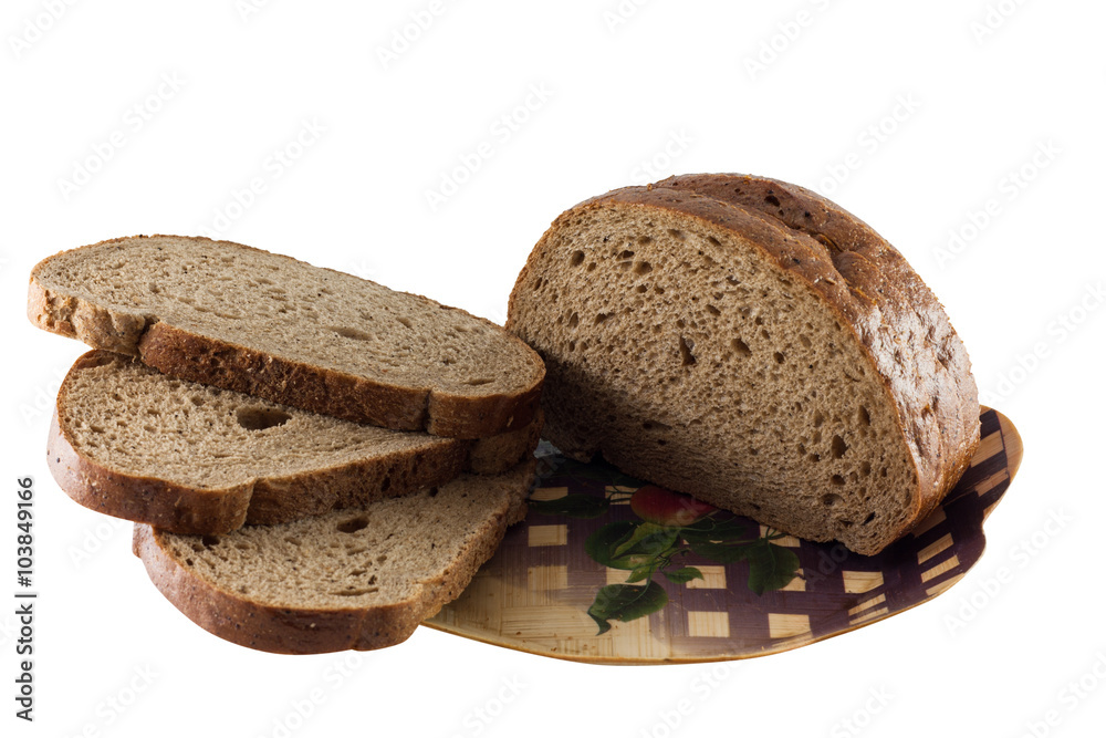Bread in a plate on a white background