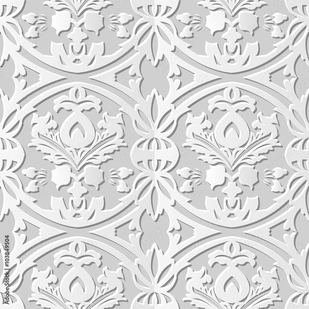 Vector damask seamless 3D paper art pattern background 183 Round Cross Leaf
Vector damask seamless 3D paper art pattern background 183 Round Cross Leaf