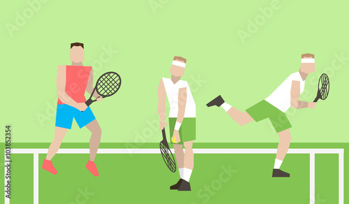 Professional tennis players on the tennis court. Strokes with a