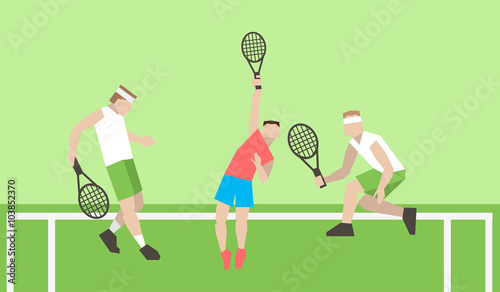 Professional tennis players on the tennis court. Strokes with a