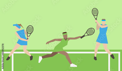 Professional tennis players on the tennis court. Strokes with a