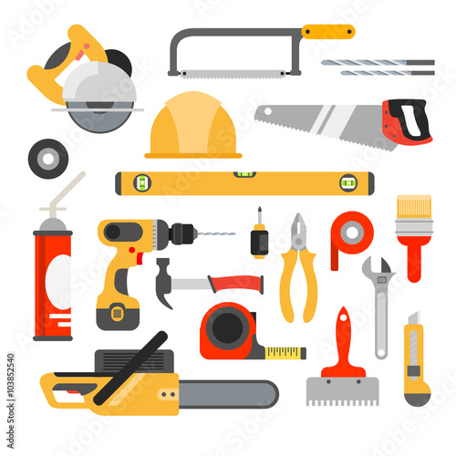 Home repair tools vector icons. Working repair tools for repair