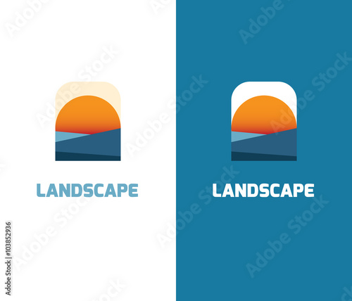 Agro company logo teamplate. Vector landscape icon. Landscape ab