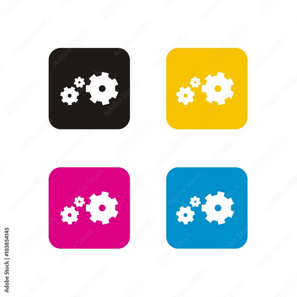 Icono de engranaje. Símbolo de configuración o ajustes. Fondos de colores Icono de engranaje. Símbolo de configuración o ajustes. Fondos de colores