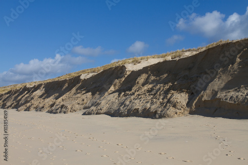 Sand Dunes on Windy Day with blue sky