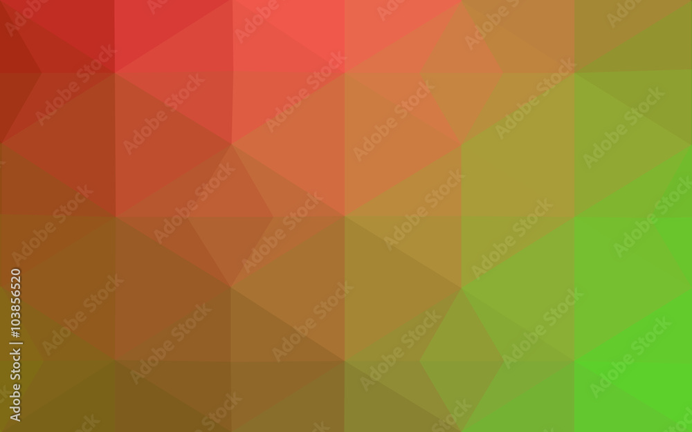 Fototapeta premium Multicolor dark red, green polygonal design pattern, which consist of triangles and gradient in origami style.