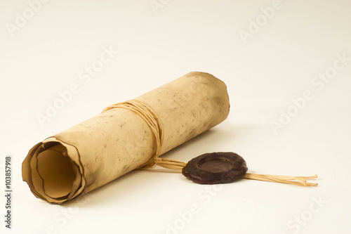 Old scroll paper with a stamp