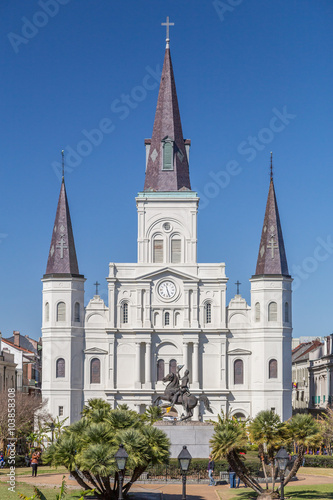 St. Louis Cathedral and Jackson Square in French Quarter, New Orleans, Louisiana