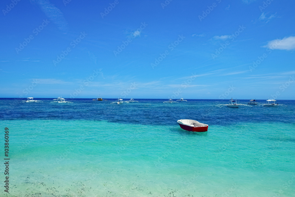 Seascape with many boats