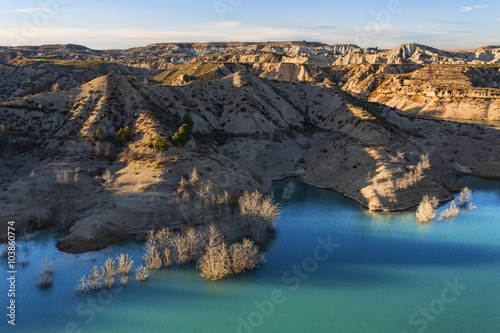 Reservoir. Paisaje de Gebas, Sierra de La Muela, Región de Murcia, Spain.