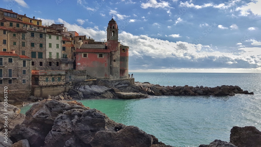 Small town near sea in lerici Liguria