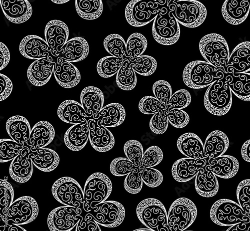 Beautiful vector seamless pattern with figured flowers. You can use any color of background