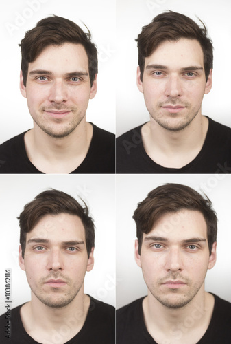 Collage 4 photos, male face close up