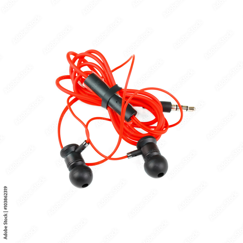 Earphones on a white background Earphones on a white background