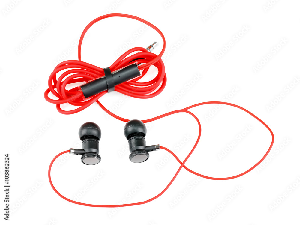 Earphones on a white background Earphones on a white background