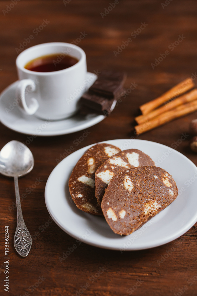 Sweet chocolate sausage biscuit Sweet chocolate sausage biscuit