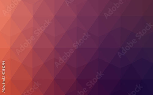 Multicolor dark pink, red, orange polygonal design pattern, which consist of triangles and gradient in origami style.