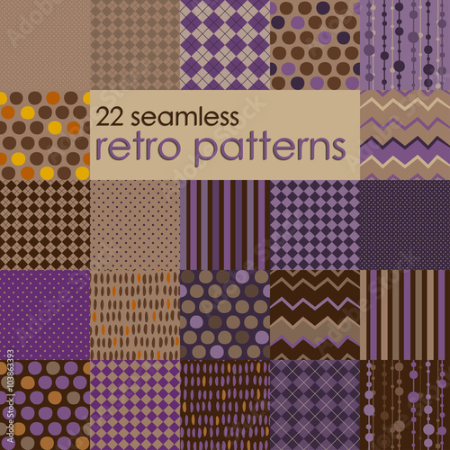 Vector illustration of a set of seamless retro backgrounds. It can be used for cloth, jackets, bags, notebooks, cards, envelopes , pads , blankets , furniture © swetts