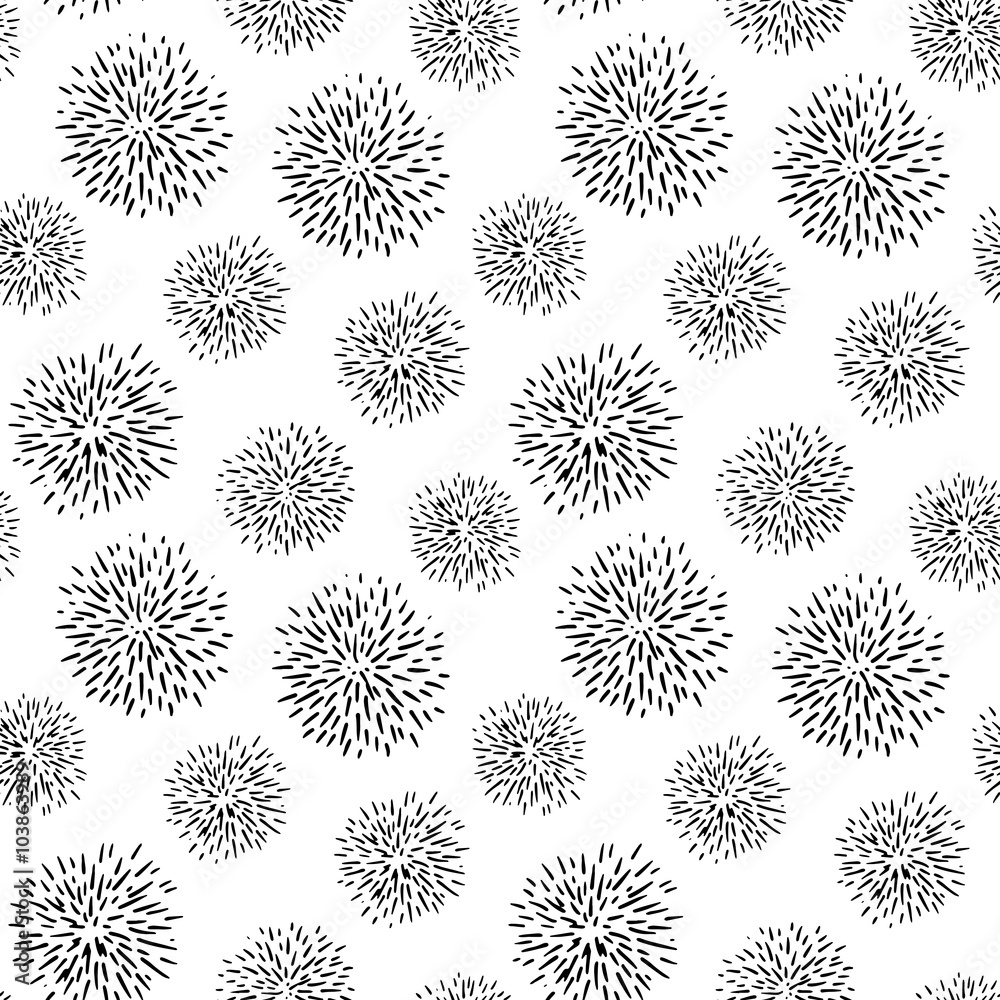 Pattern with inking abstract flowers or fireworks.