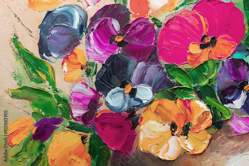 Texture oil painting, flowers, art, painted color image, paint