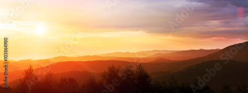 beautiful sunset is in mountains. Ukraine is Carpathians