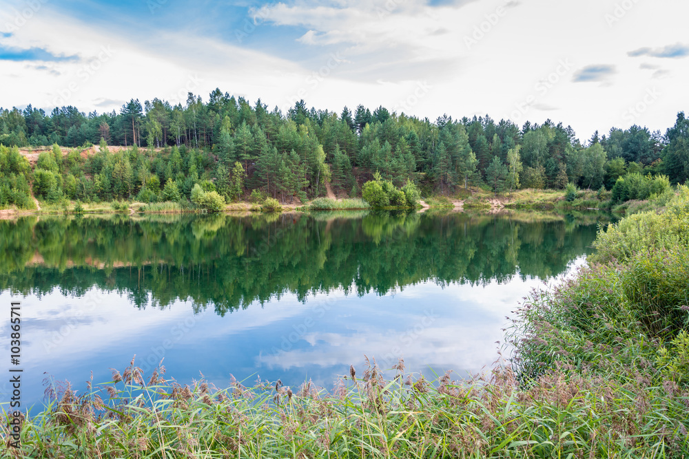 Fototapeta premium Beautiful landscape with a small lake.