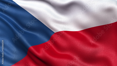 Realistic flag of Czech Republic waving in the wind. Seamless loop with highly detailed fabric texture.