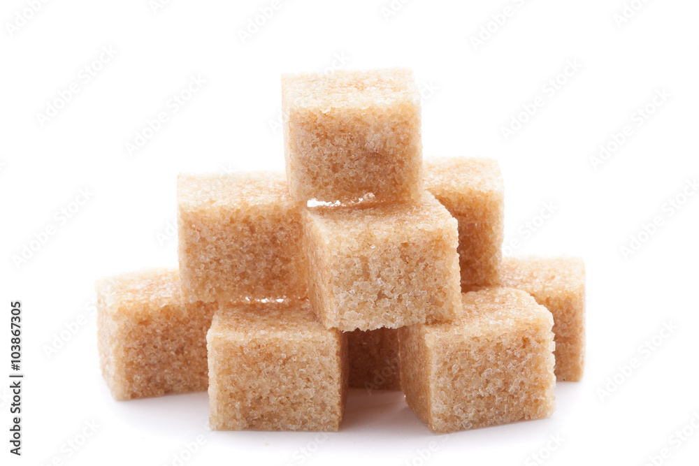 Cubes of cane sugar isolated on white background Cubes of cane sugar isolated on white background