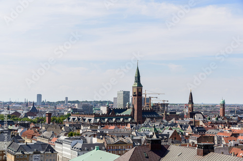 Copenhagen Panoramic View / Copenhagen panoramic view from Amalienborg Palace and its square with roofs and buildings. © osmar01