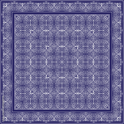 Blue handkerchief with white ornament