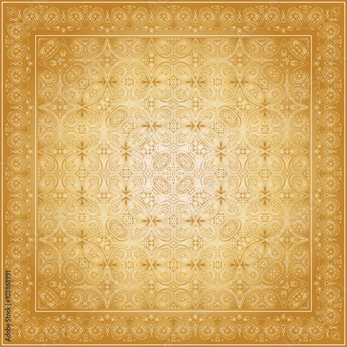 Gold carpet with gold pattern. Stylish design.
