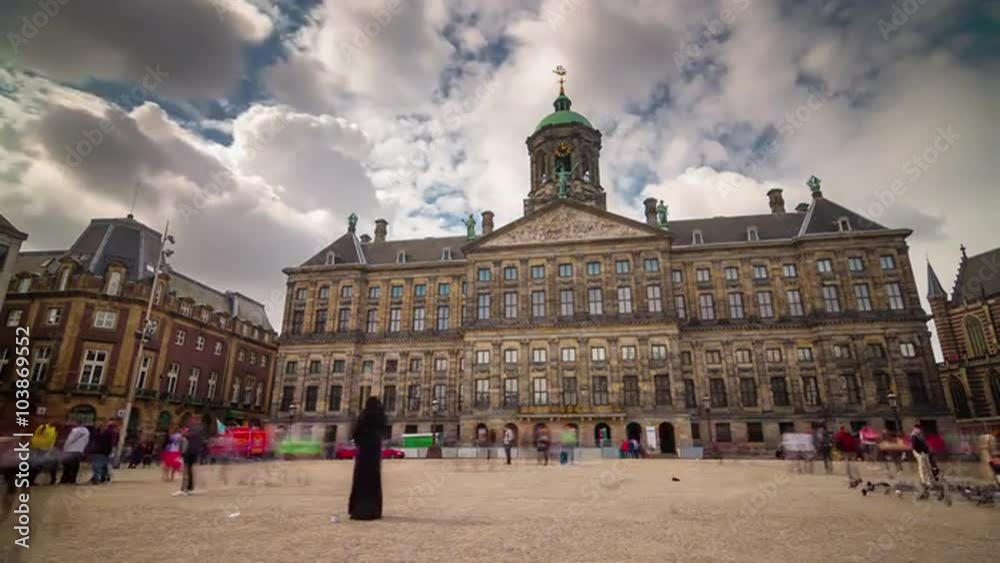 amsterdam summer tourist famous national museum 4k time lapse netherlands
