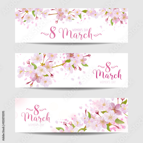 8 March - Women's Day Greeting Card Template - Spring Banner 