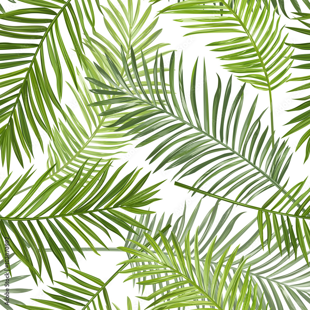 Seamless Tropical Palm Leaves Background - for design, scrapbook