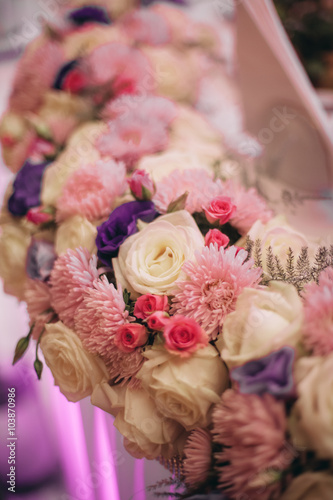 Wonderful luxury wedding bouquet of different flowers