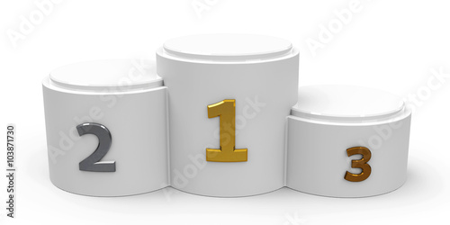 White cylinder podium