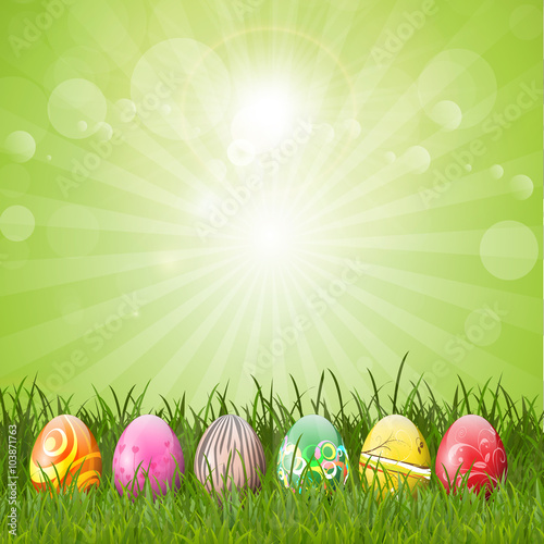 Easter eggs in grass