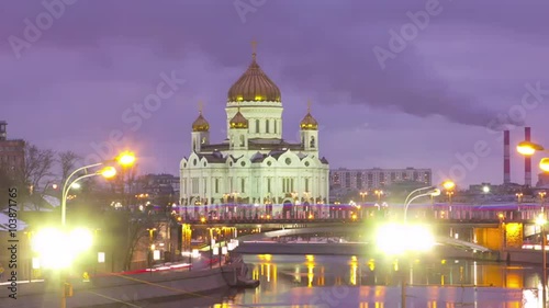 moscow sunset cathedral of christ the saviour 4k sunset time lapse russia
