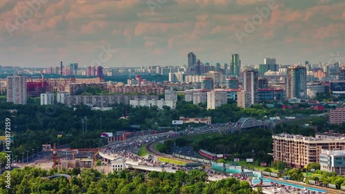 sunny day moscow kremlin traffic bay panorama 4k time lapse russia
