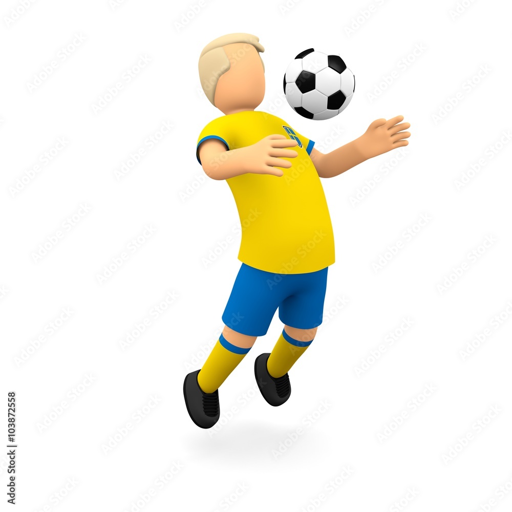 Schwedische Fußballer fängt den Ball auf Brust