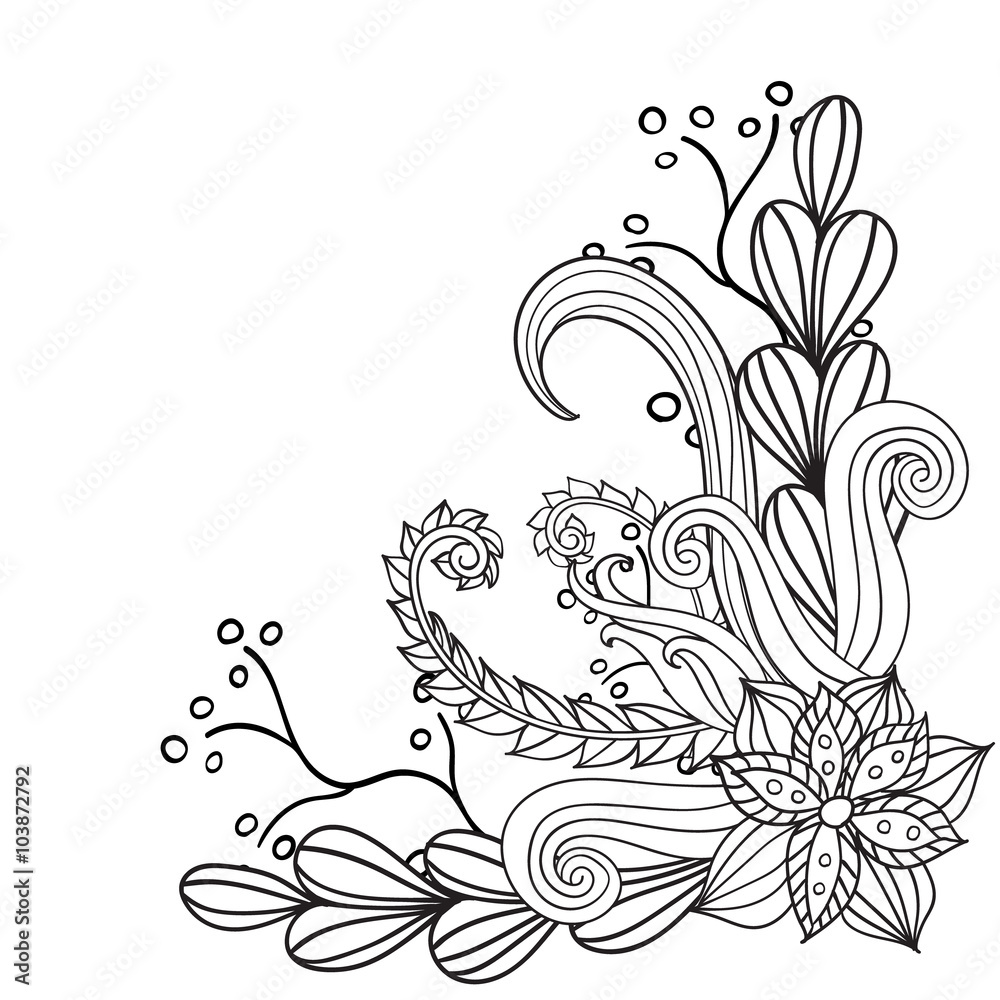 Hand drawn artistic ethnic ornamental patterned floral frame in Hand drawn artistic ethnic ornamental patterned floral frame in